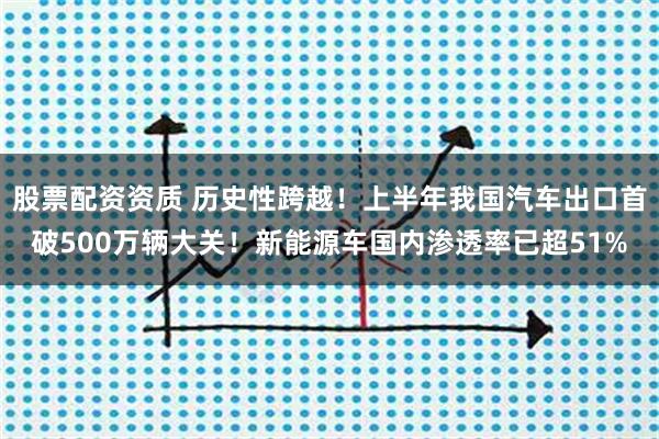 股票配资资质 历史性跨越！上半年我国汽车出口首破500万辆大关！新能源车国内渗透率已超51%